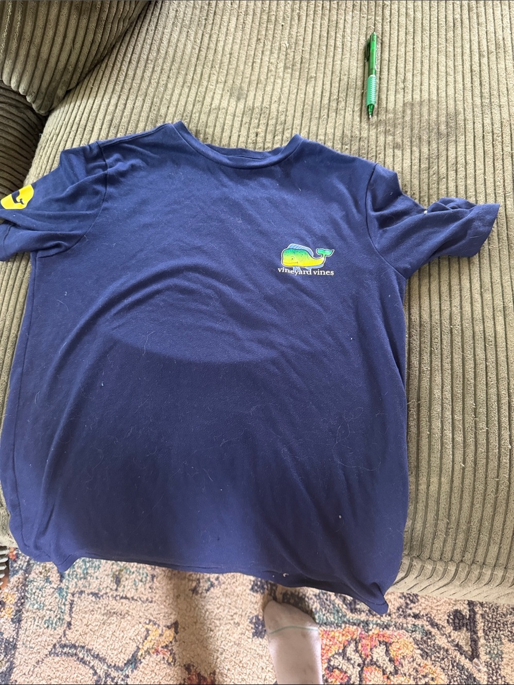 Vineyard Vines Navy T‑Shirt with Multicolor Whale Logo